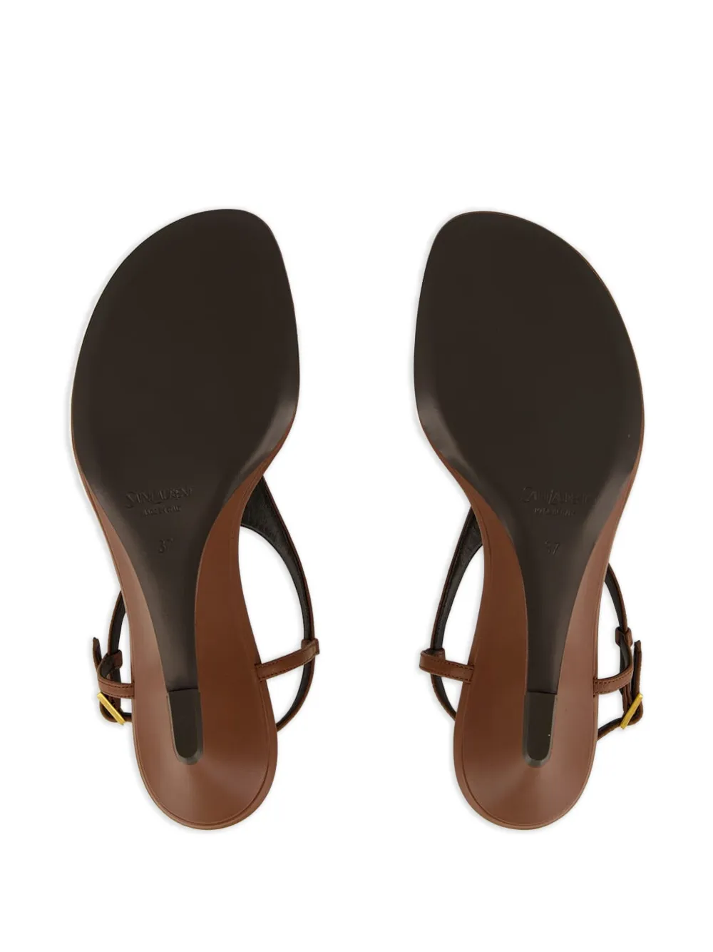 Saint Laurent 40 mm leren sandalen met Cassandre-plakkaat Bruin