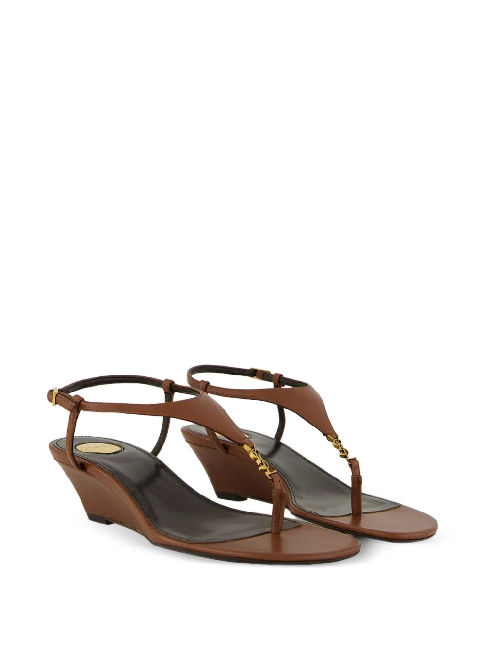 Saint Laurent 40mm Cassandre-plaque leather sandals | Heeled Sandals | Image 2