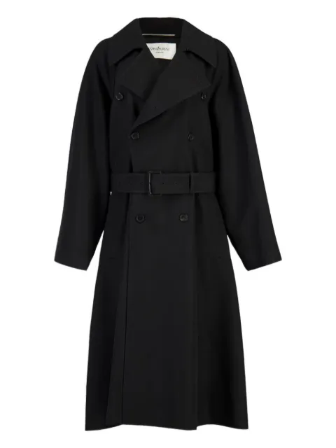 Saint Laurent gabardina con doble botonadura y cinturón