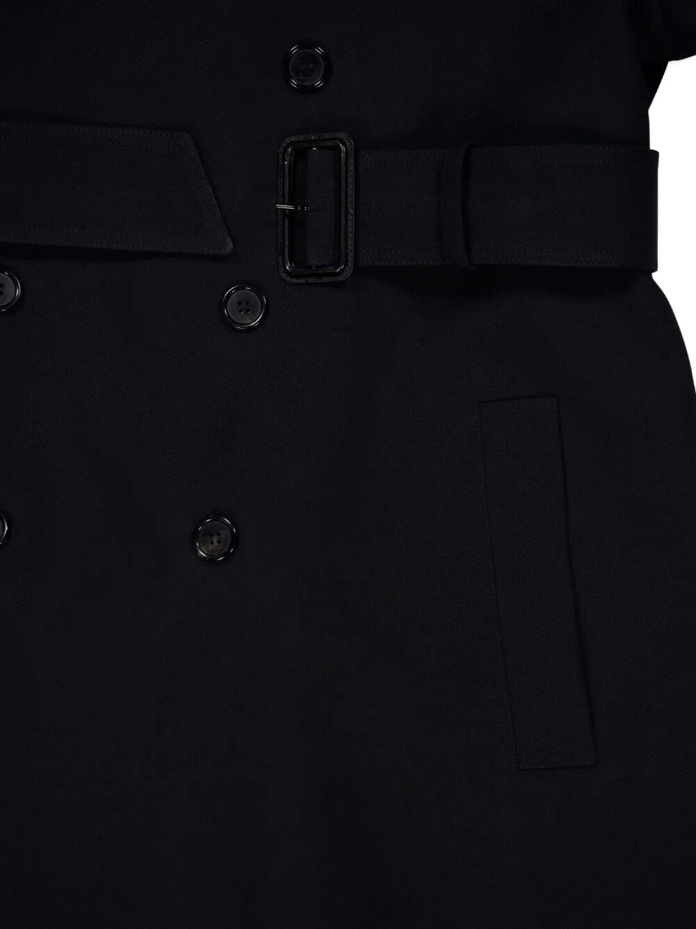 Saint Laurent Double-breasted Belted Trench Coat In Black