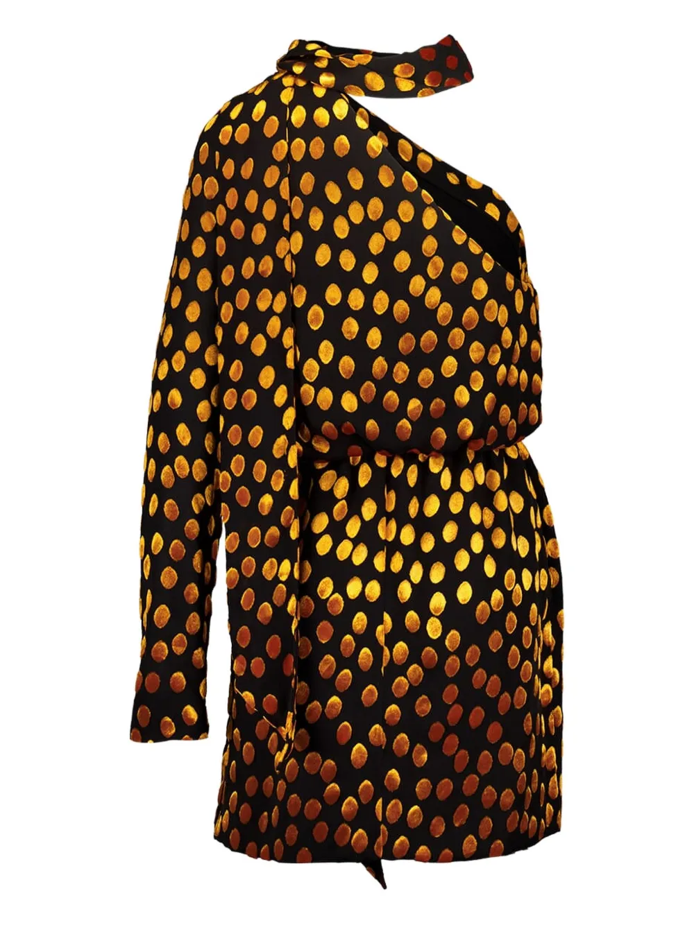Saint Laurent one-shoulder polka-dot mini dress - Zwart