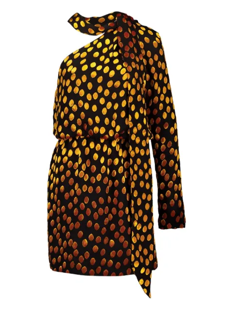 Saint Laurent one-shoulder polka-dot mini dress