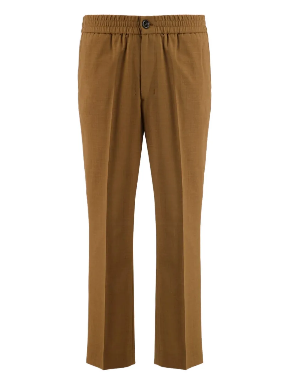 Ami Alexandre Mattiussi Elasticated-waist Wool Trousers In Brown
