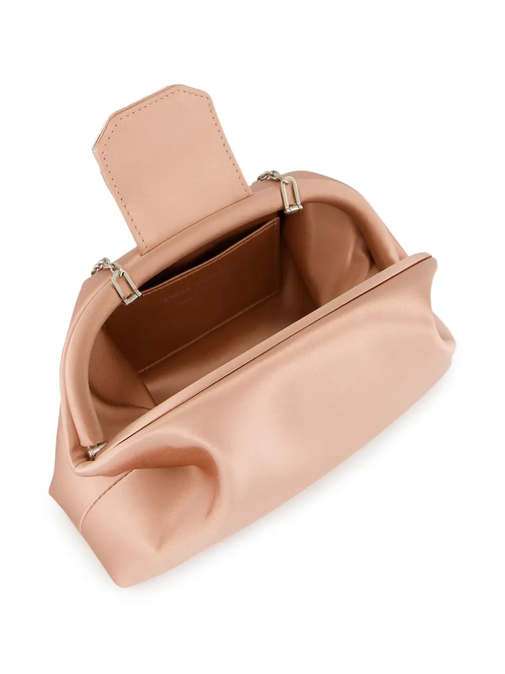 Amina Muaddi Camelia clutch met kettingbandje Roze