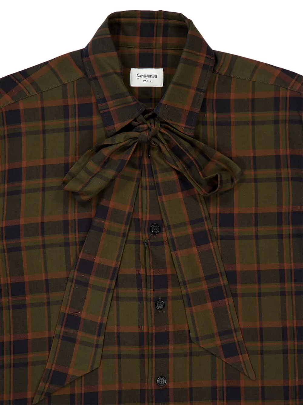 Saint Laurent Geruite blouse met lavallière-strik Groen