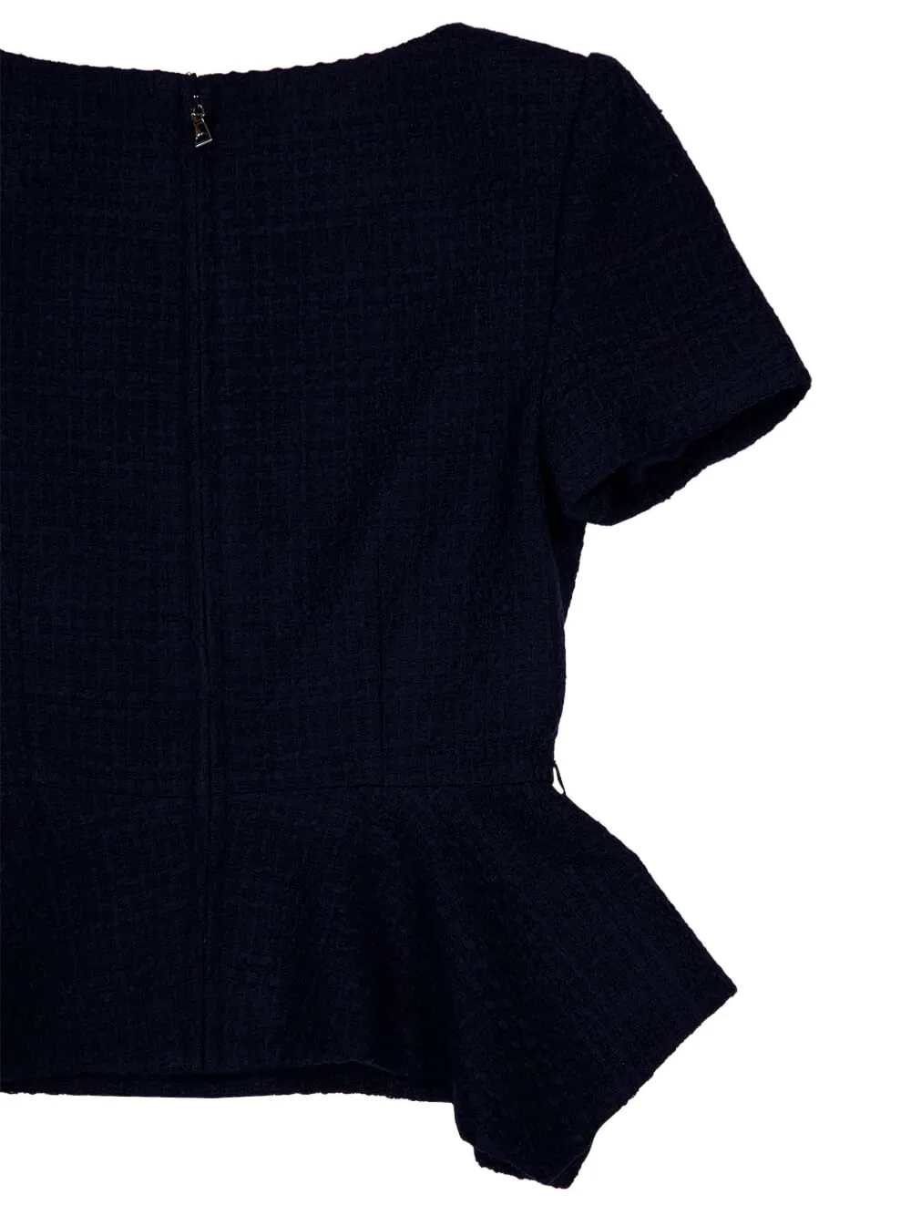 Roland Mouret Asymmetric Twist Boucle Belted Peplum Top In Blue