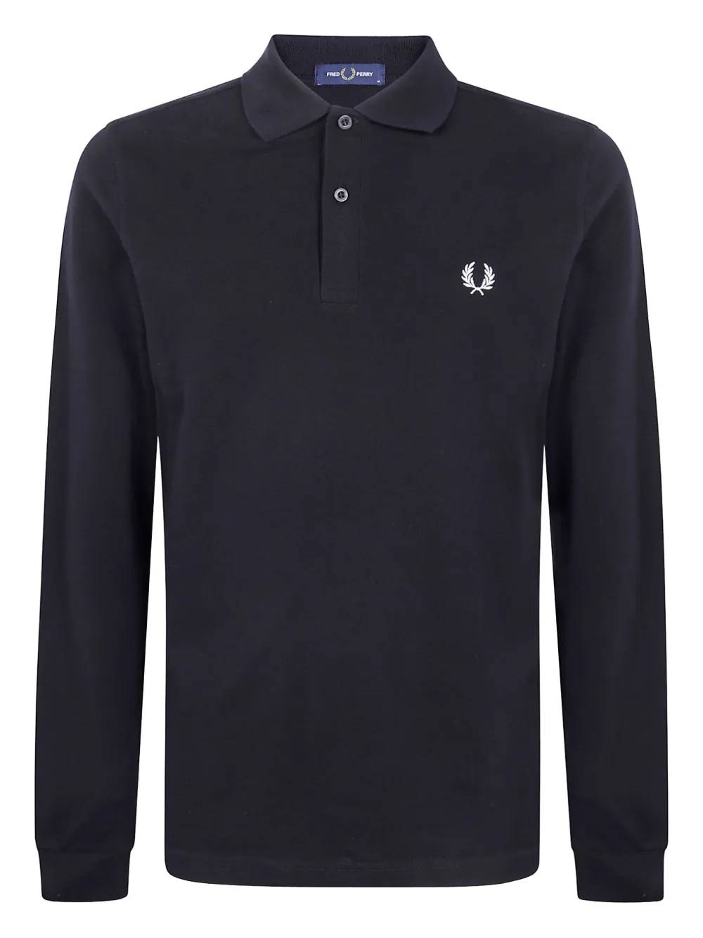 Fred Perry embroidered long-sleeve polo shirt | Black | Image 1