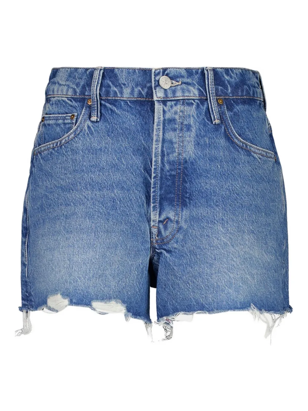 Mother The Main Course Fray Denim Shorts In Chew Toy In Blue