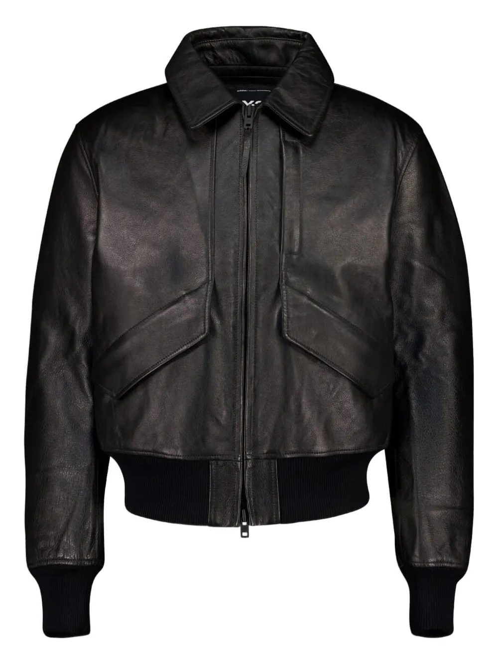 Y-3 zipped-front leather jacket | Black | Image 1
