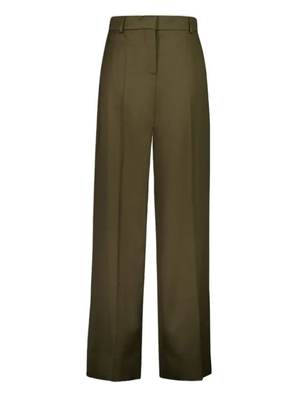 Stella McCartney Pleated Wool Trousers in Green