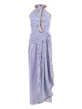 Johanna Ortiz Centro Del Cielo striped halter-neck midi dress - Purple
