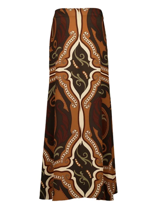 Johanna Ortiz Nuevos Territorios Maxi Skirt in Brown