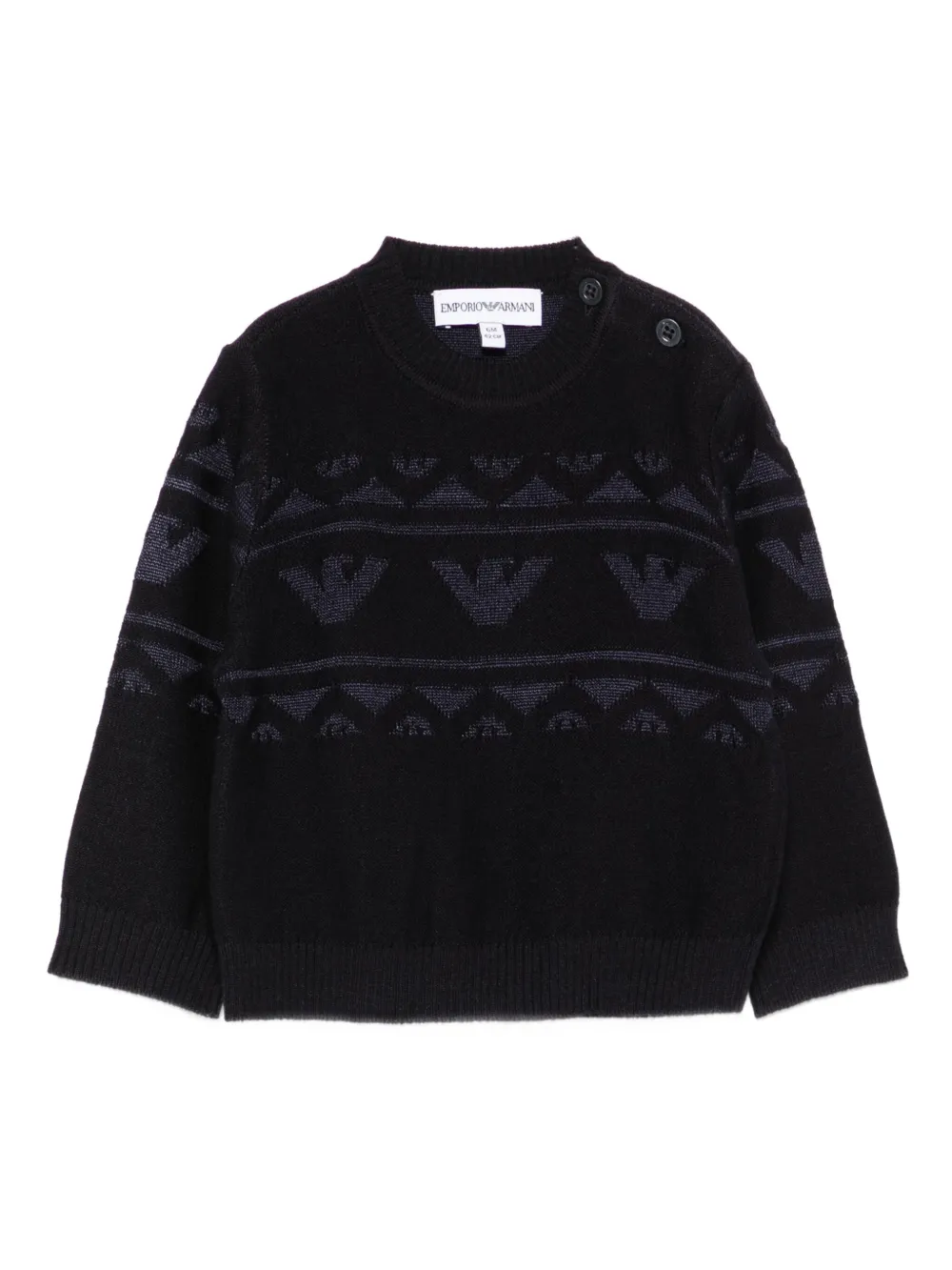 Emporio Ar i Kids eagle-pattern knitted sweater Blauw