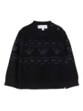 Emporio Armani Kids eagle-pattern knitted sweater - Blue