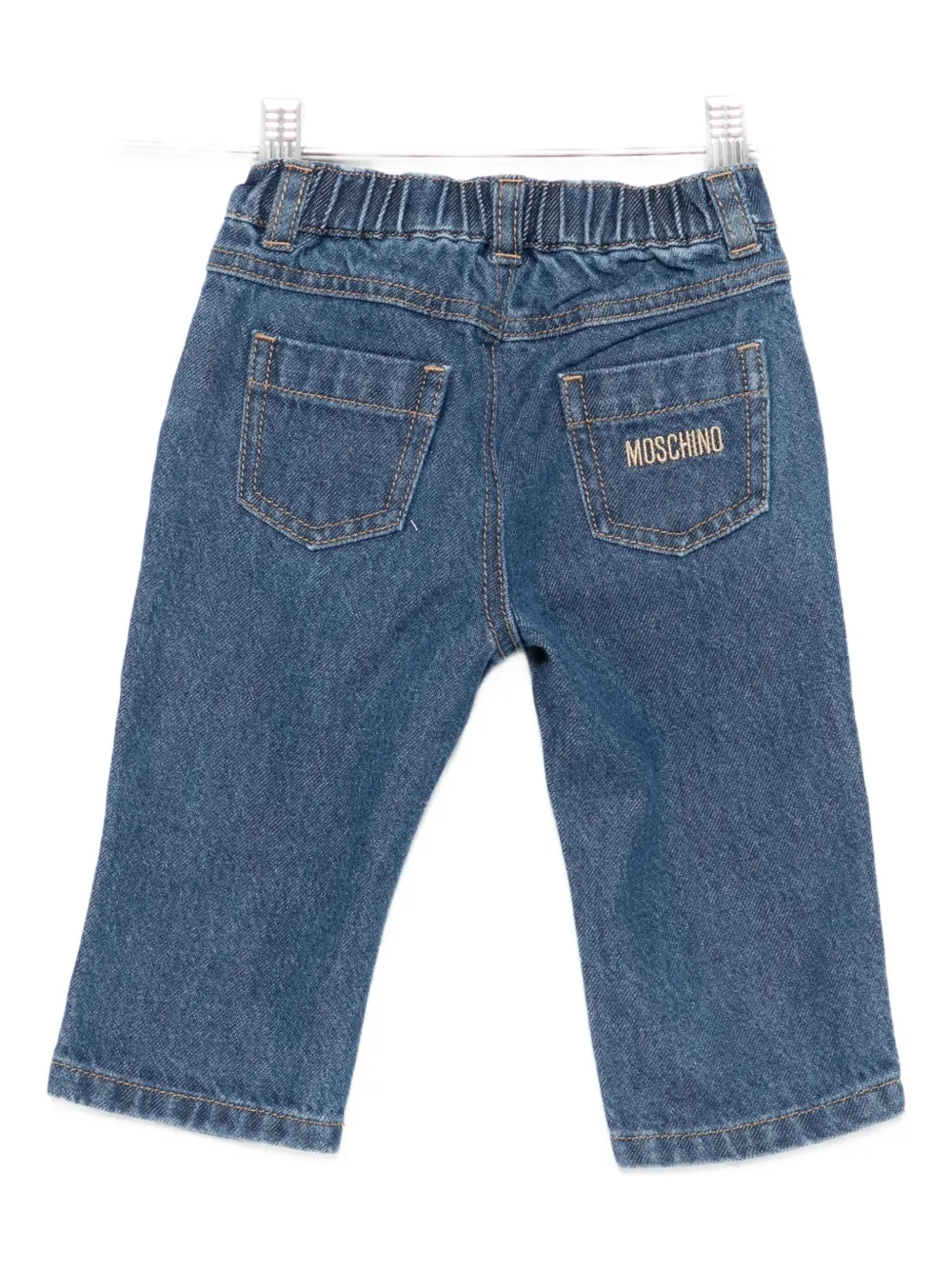 Moschino Kids Jeans met geborduurde teddybeer Blauw