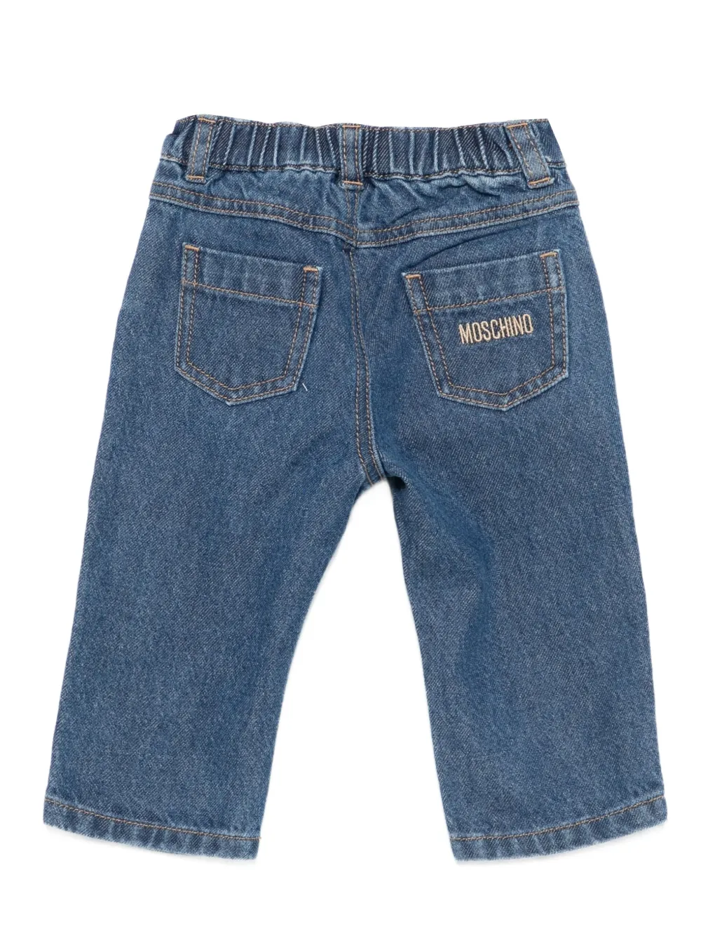  Moschino Kids Teddy-embroidered Denim Jeans - Blue 