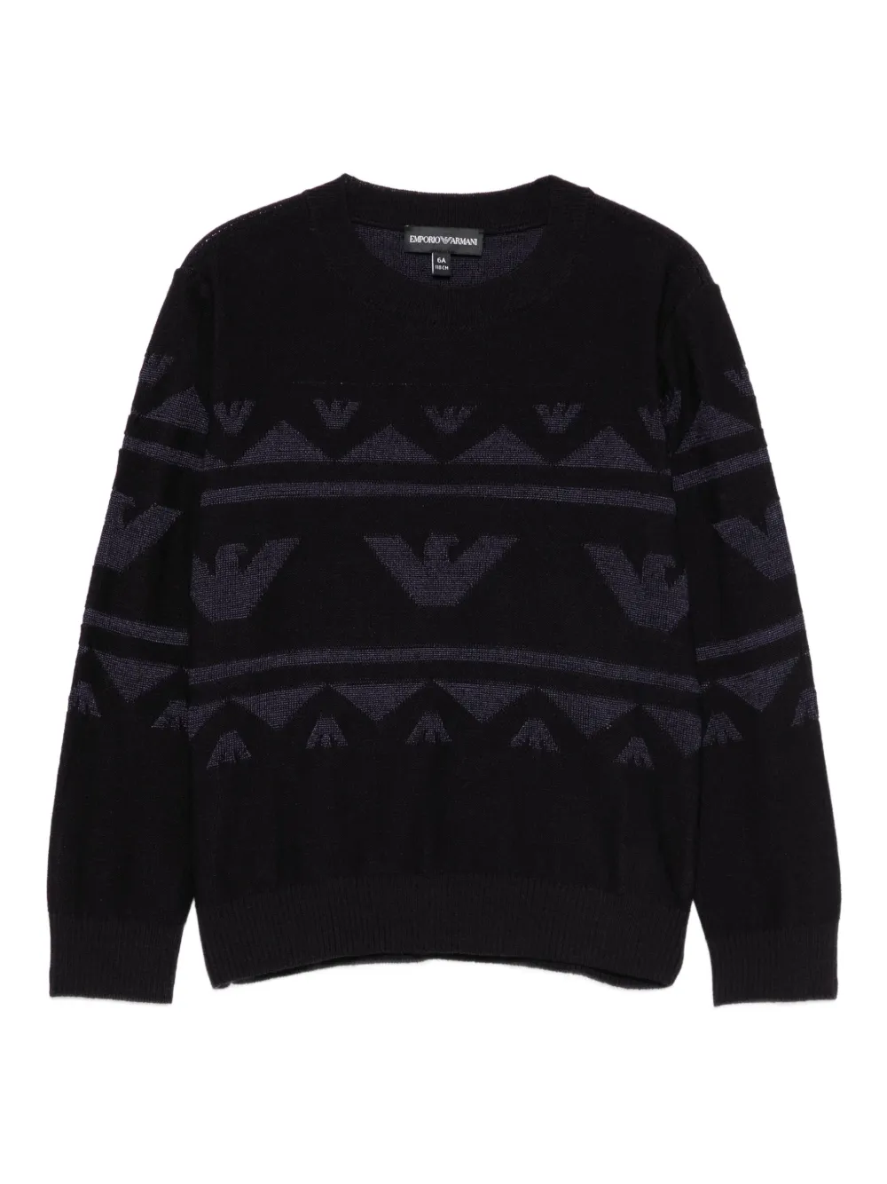 Emporio Ar i Kids Trui met ronde hals en logo Zwart