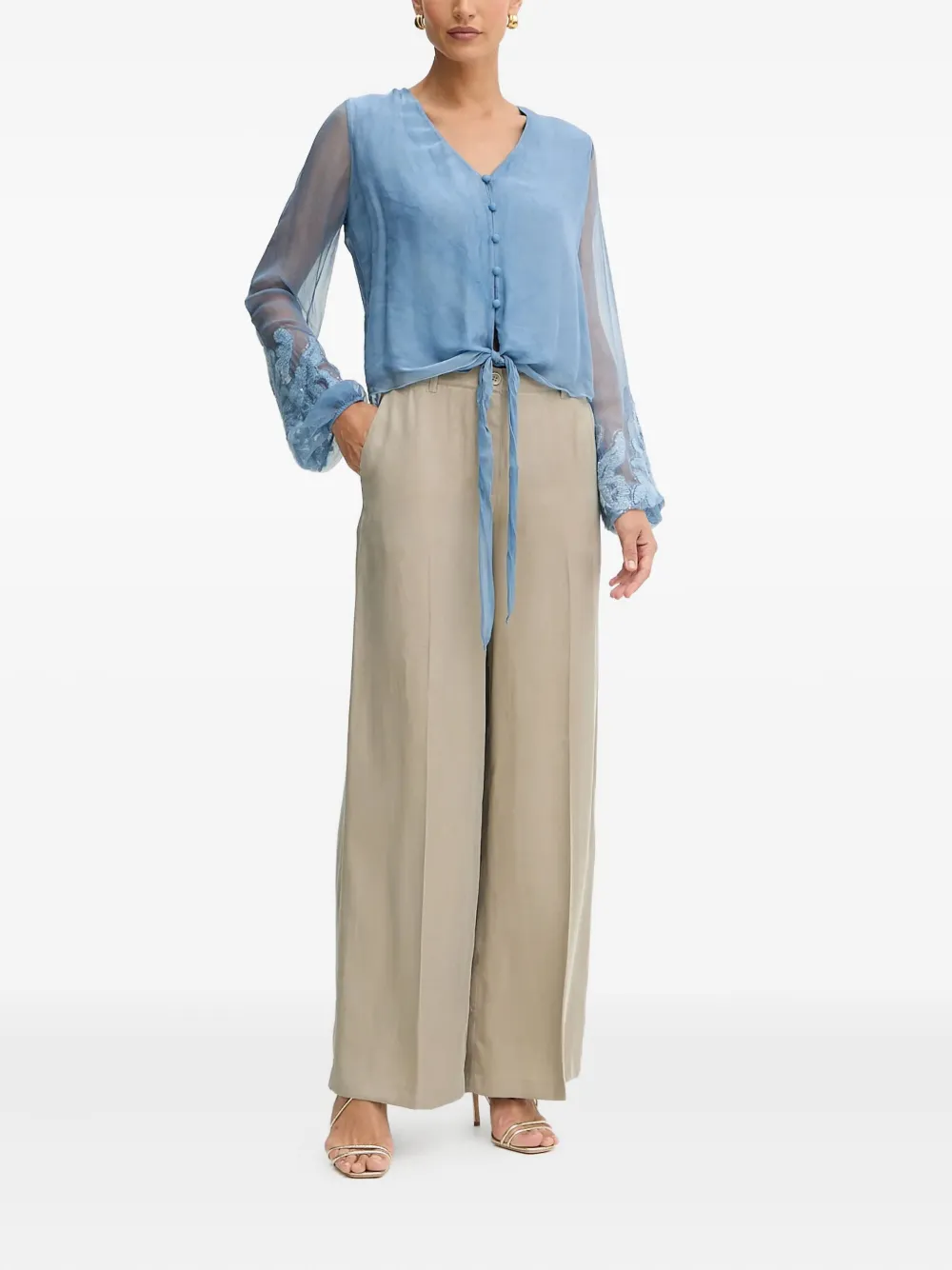 GUESS USA Verfraaide top met ballonmouwen - Blauw