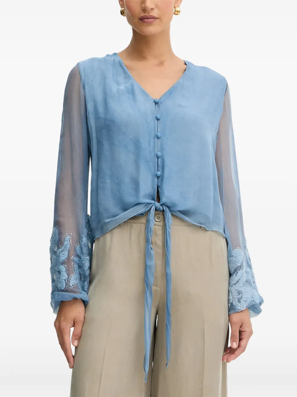 GUESS USA Verfraaide top met ballonmouwen Blauw