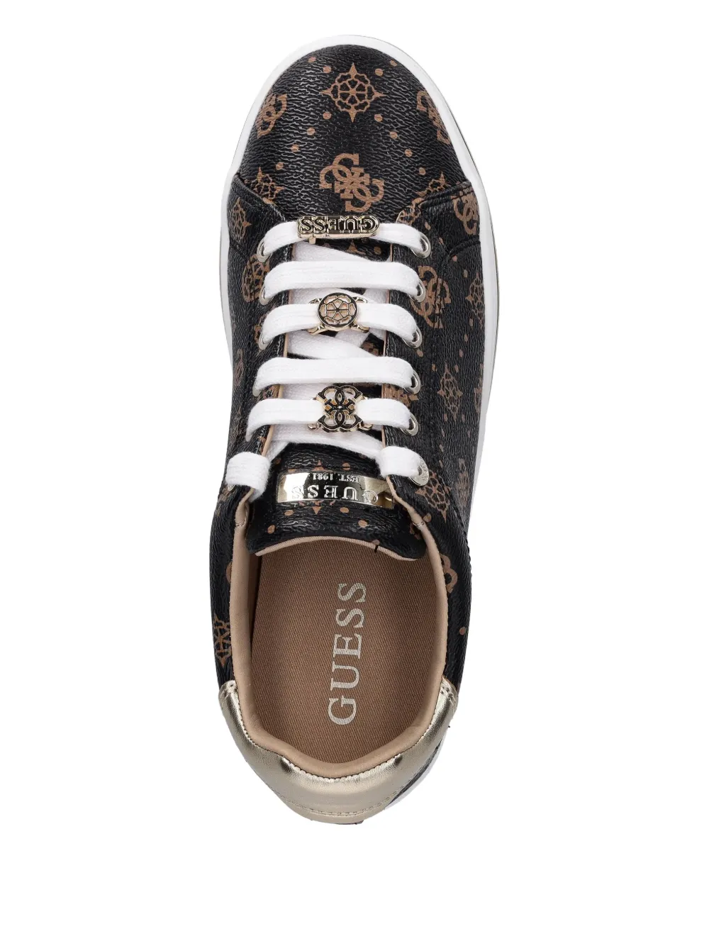 Guess Usa Monogram Lace-up Sdneakers In Black