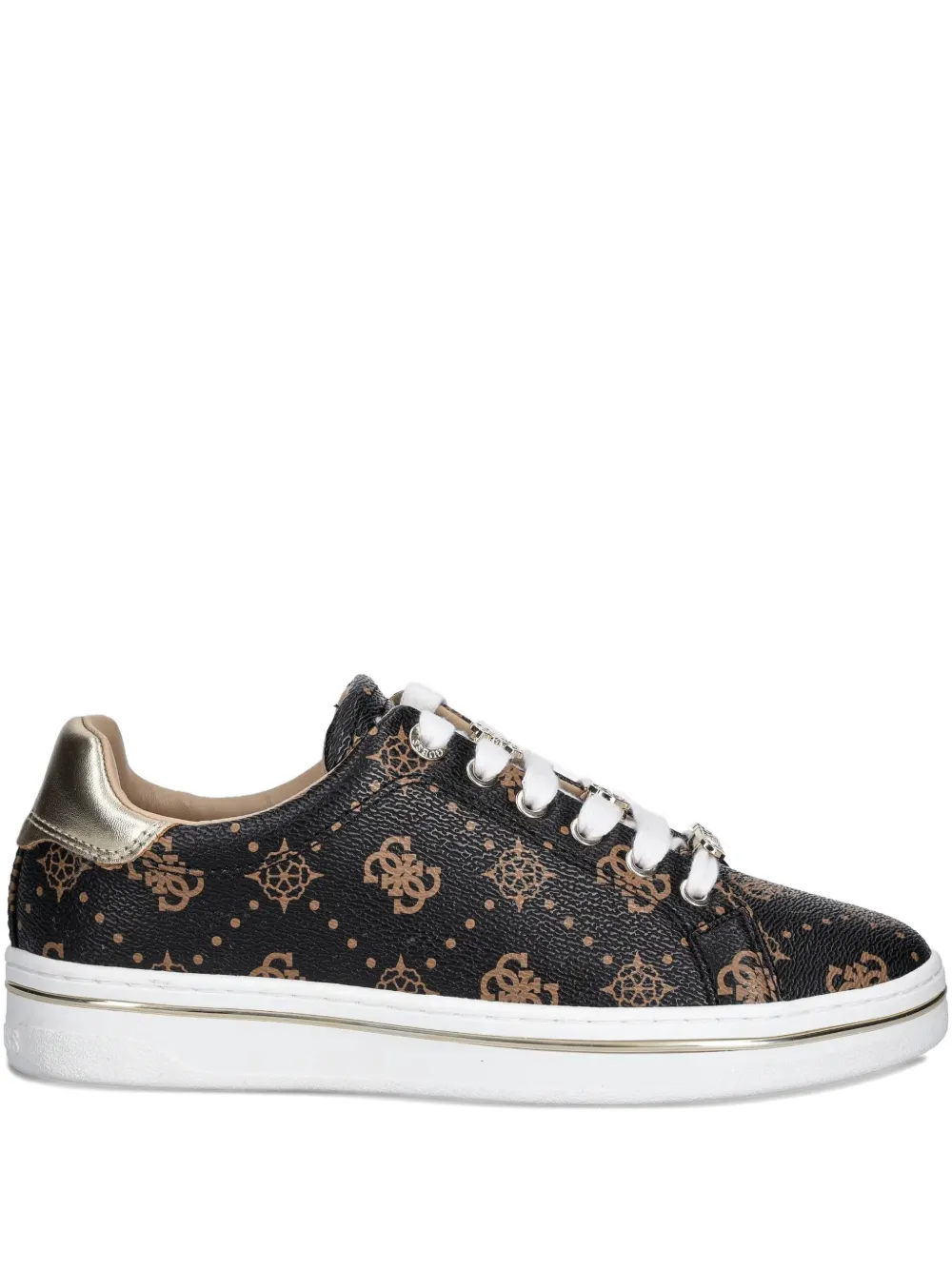 Guess Usa Monogram Lace-up Sdneakers In Black