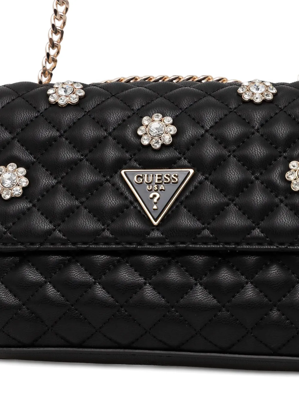Guess Usa Everlee Quilted Floral Cross Body Bag In Black
