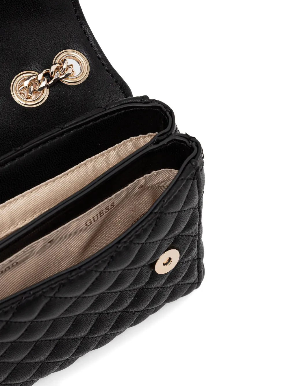 Guess Usa Everlee Quilted Floral Cross Body Bag In Black