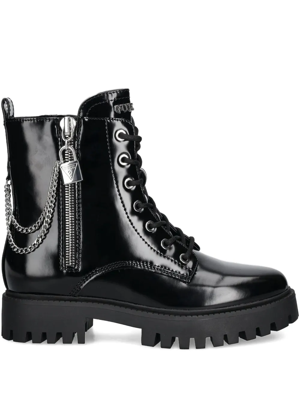 GUESS USA lace-up chain-detail boots Black