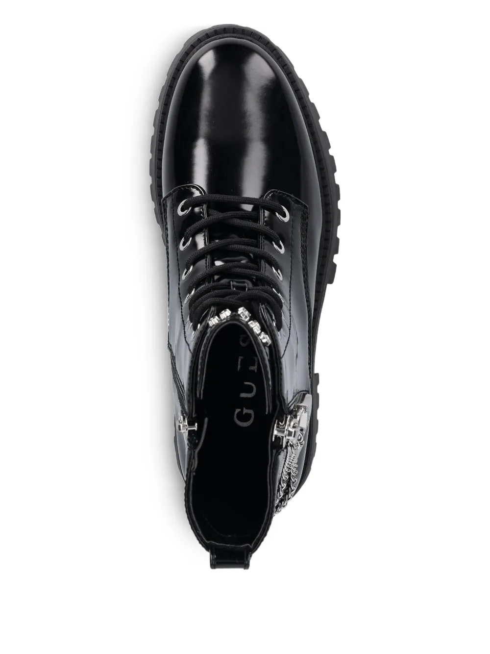Guess Usa Lace-up Chain-detail Boots In Animal Print