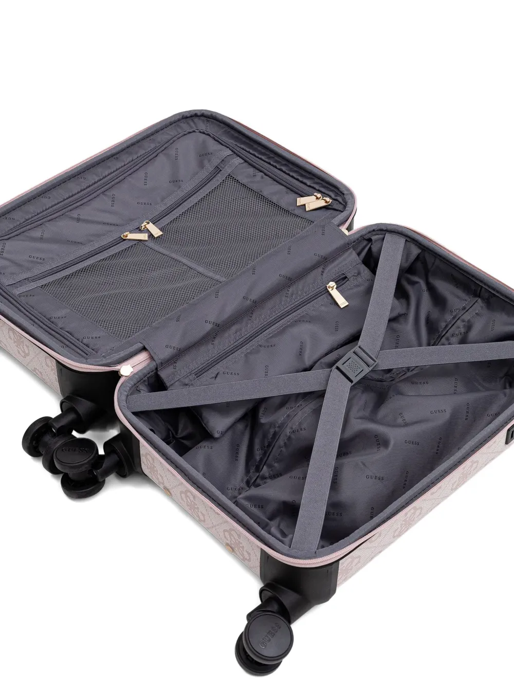 Guess Usa Berta 4g Logo-monogram Trolley Case In Metallic
