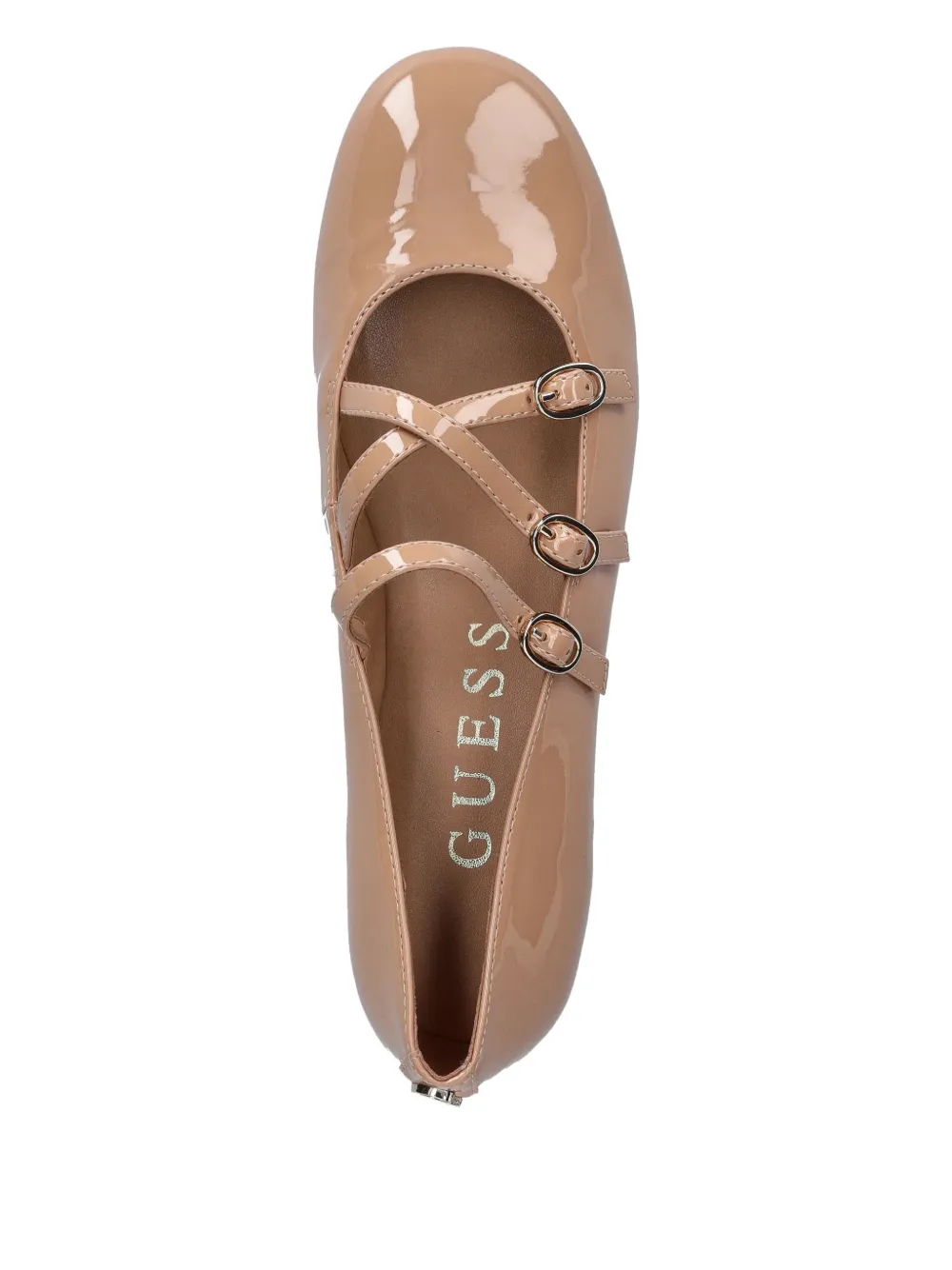 Guess Usa Straps Buckle Ballet Flat In Neutral