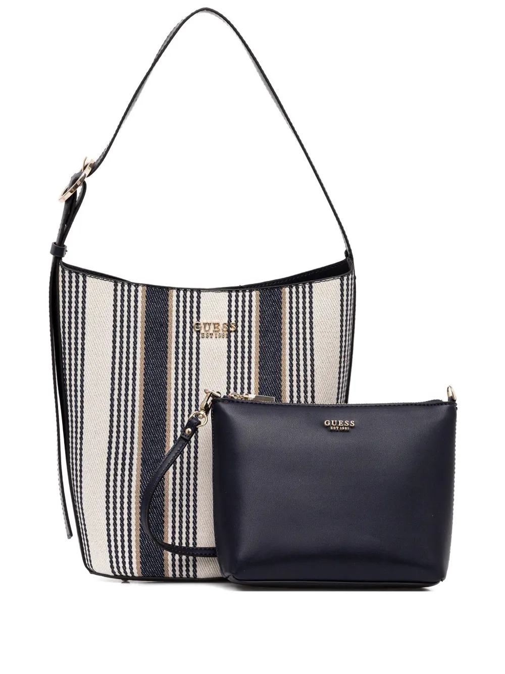 GUESS USA Nicolette gestreepte shopper Blauw