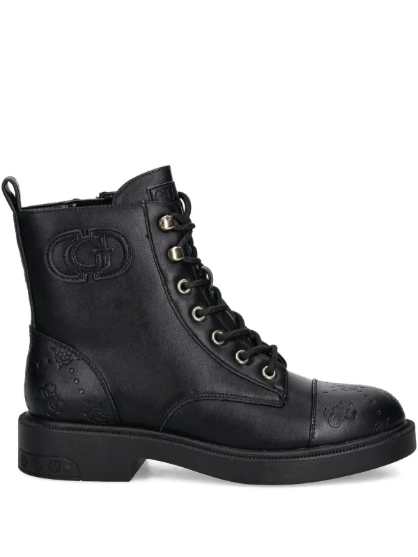 GUESS USA logo-embellished lace-up Boots Black FARFETCH BH