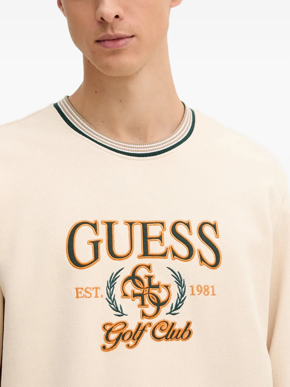 GUESS USA Sweater met geborduurd logo Beige