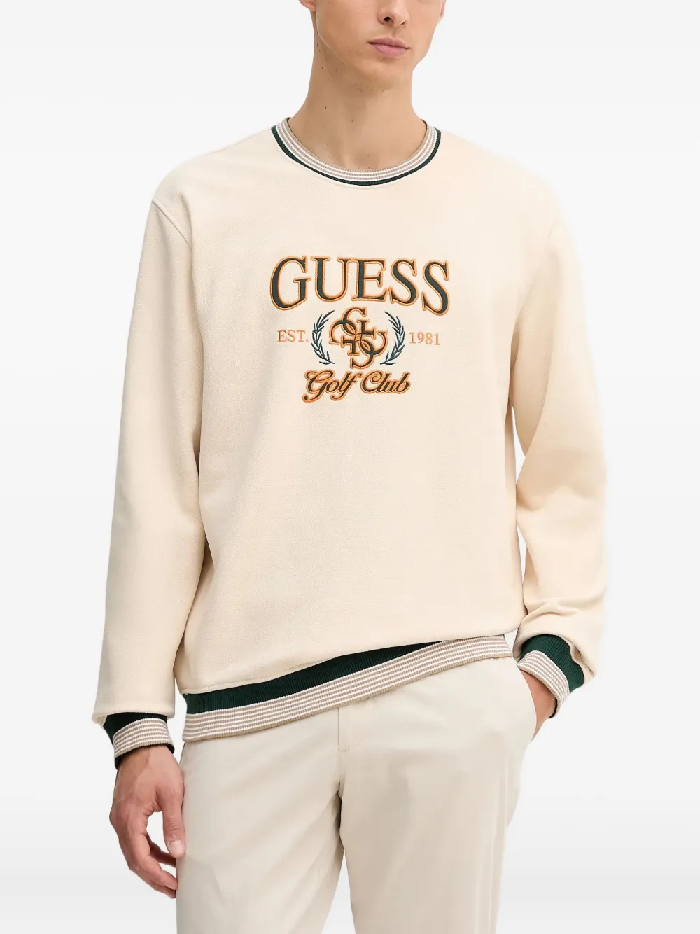 GUESS USA Sweater met geborduurd logo Beige