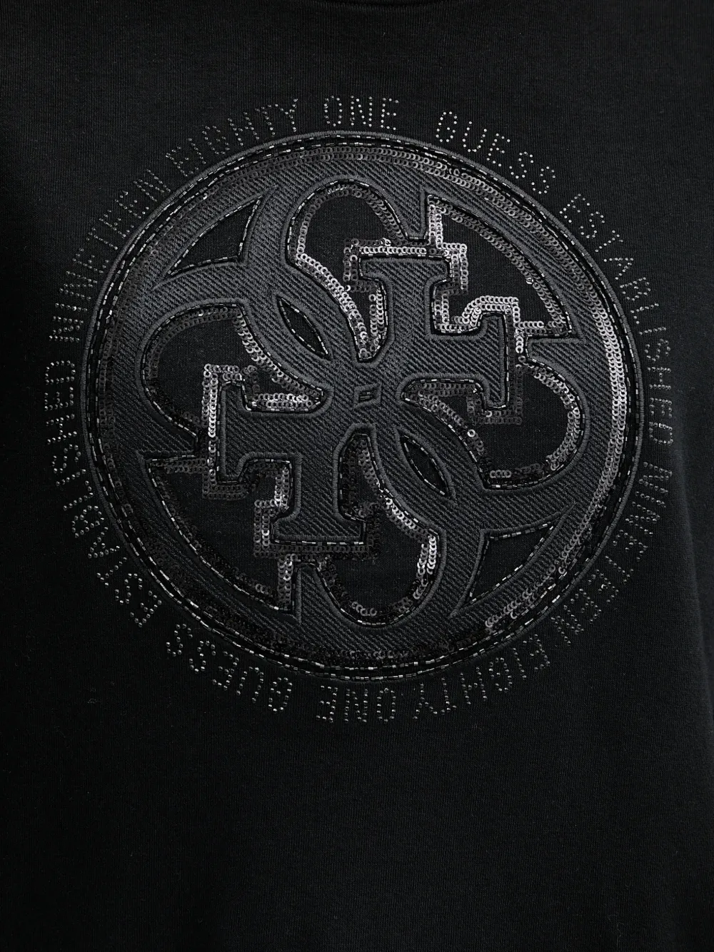 Guess Usa Sequin-embellishment Logo Sweatshirt In Black