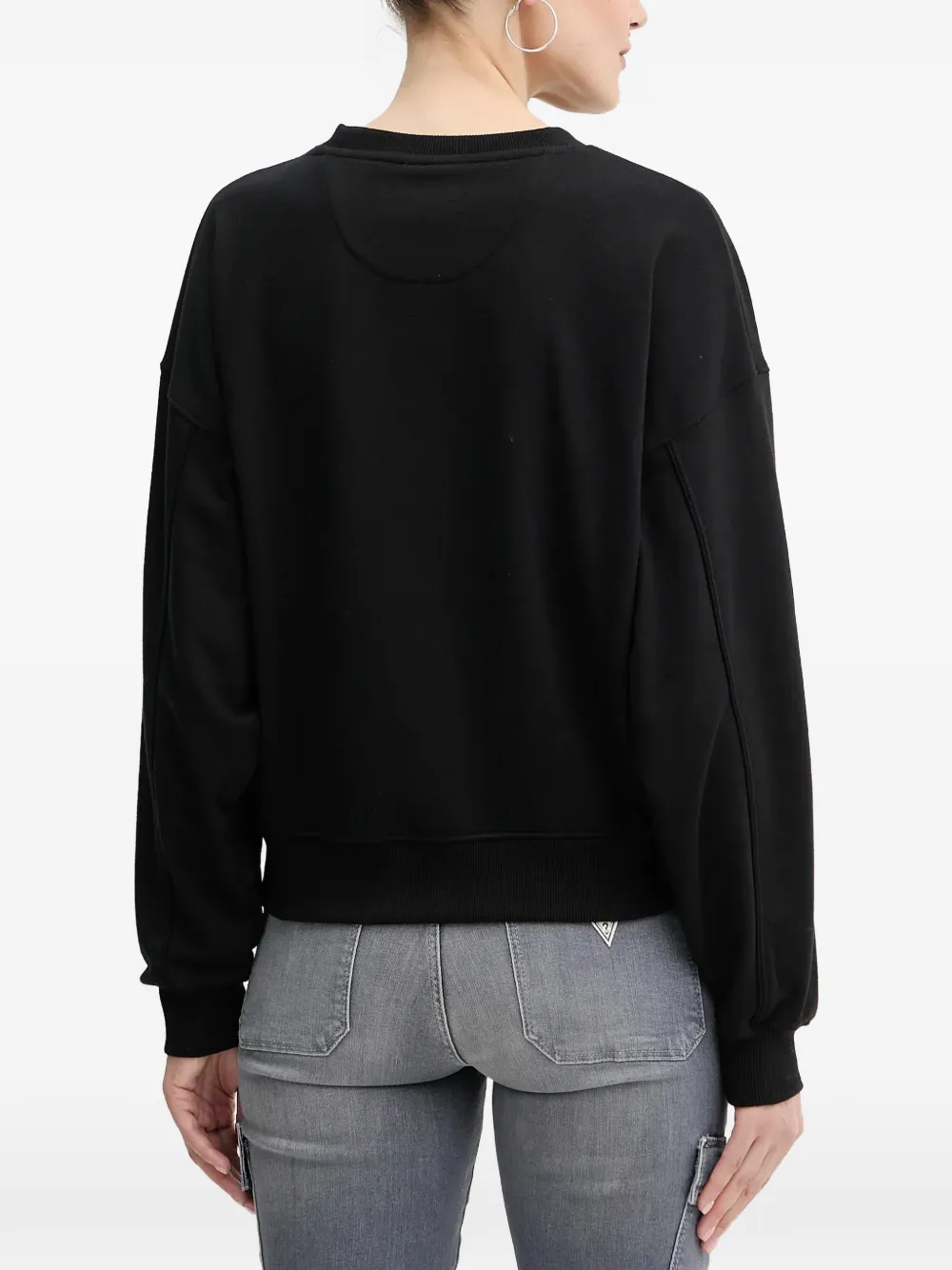 Guess Usa Sequin-embellishment Logo Sweatshirt In Black