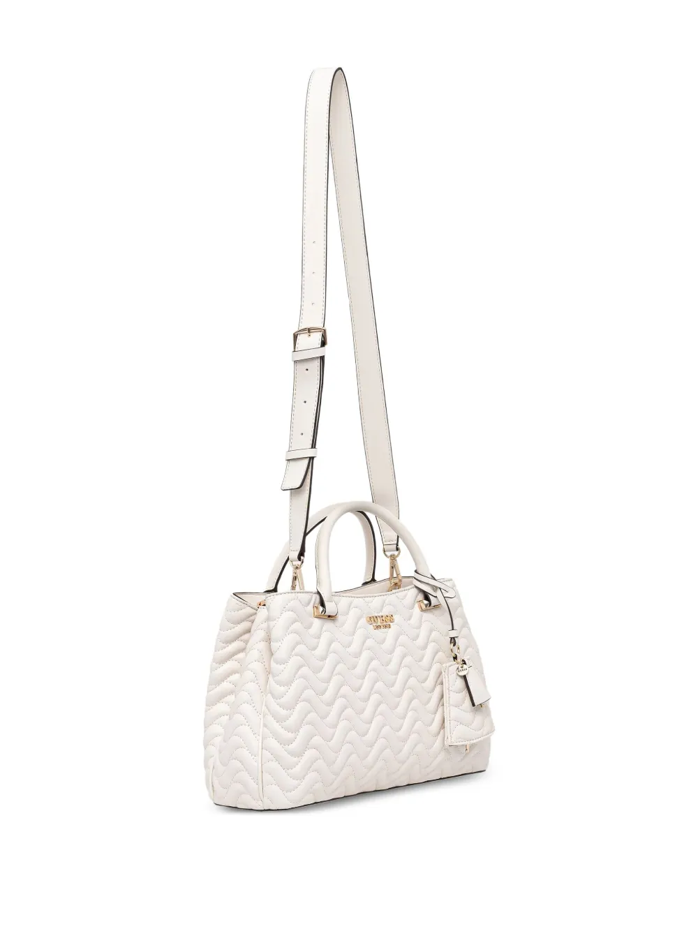Guess Usa Quilted Satchel Bag In White
