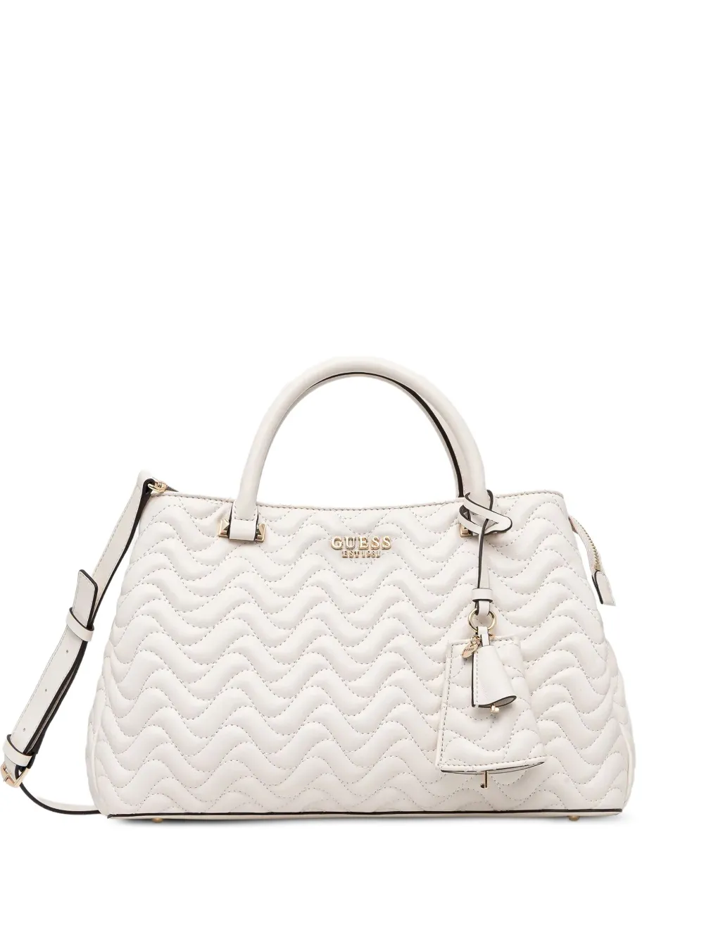 Guess Usa Quilted Satchel Bag In White