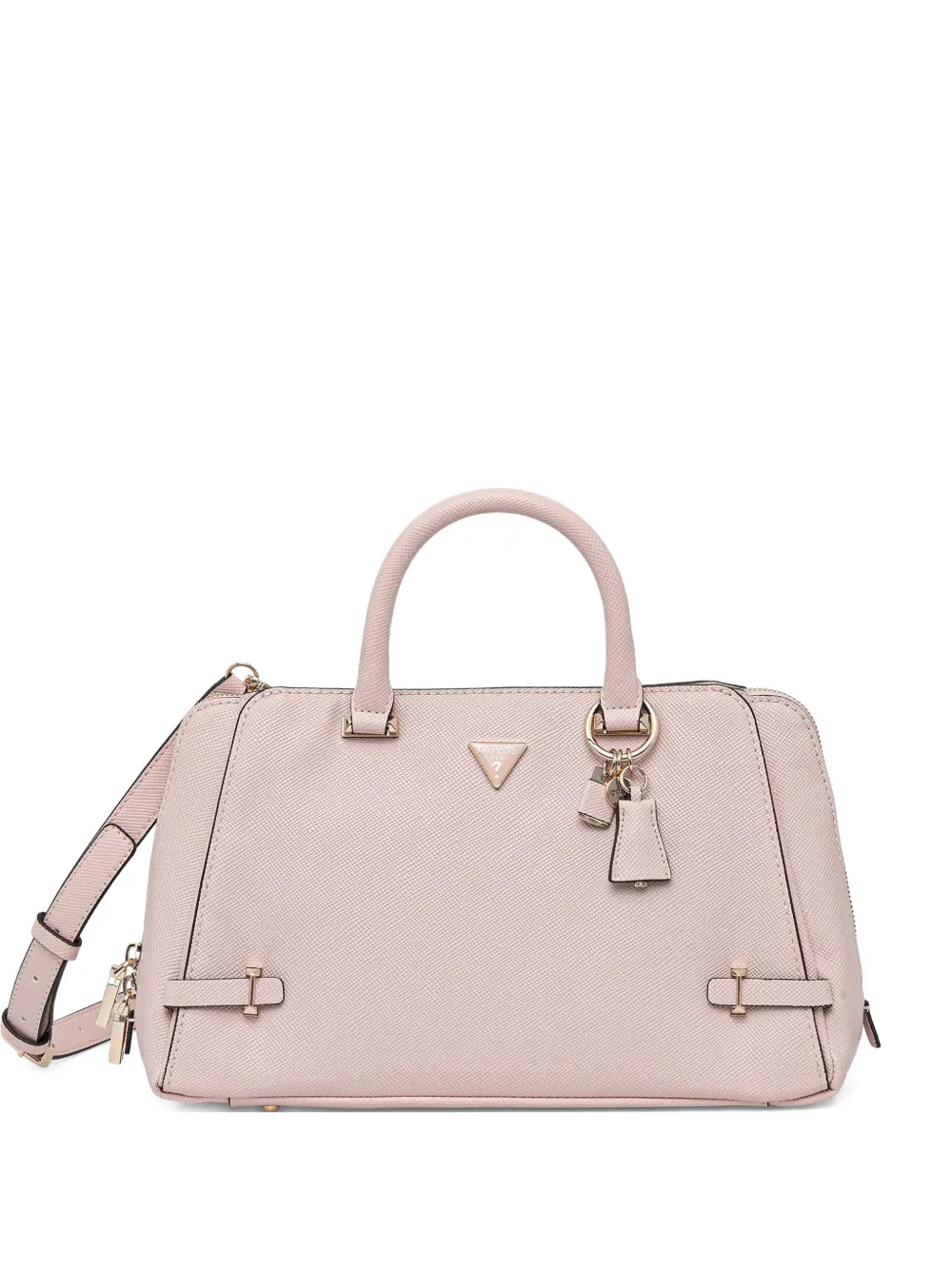 Guess Usa Top Handle Charm Satchel In Pink