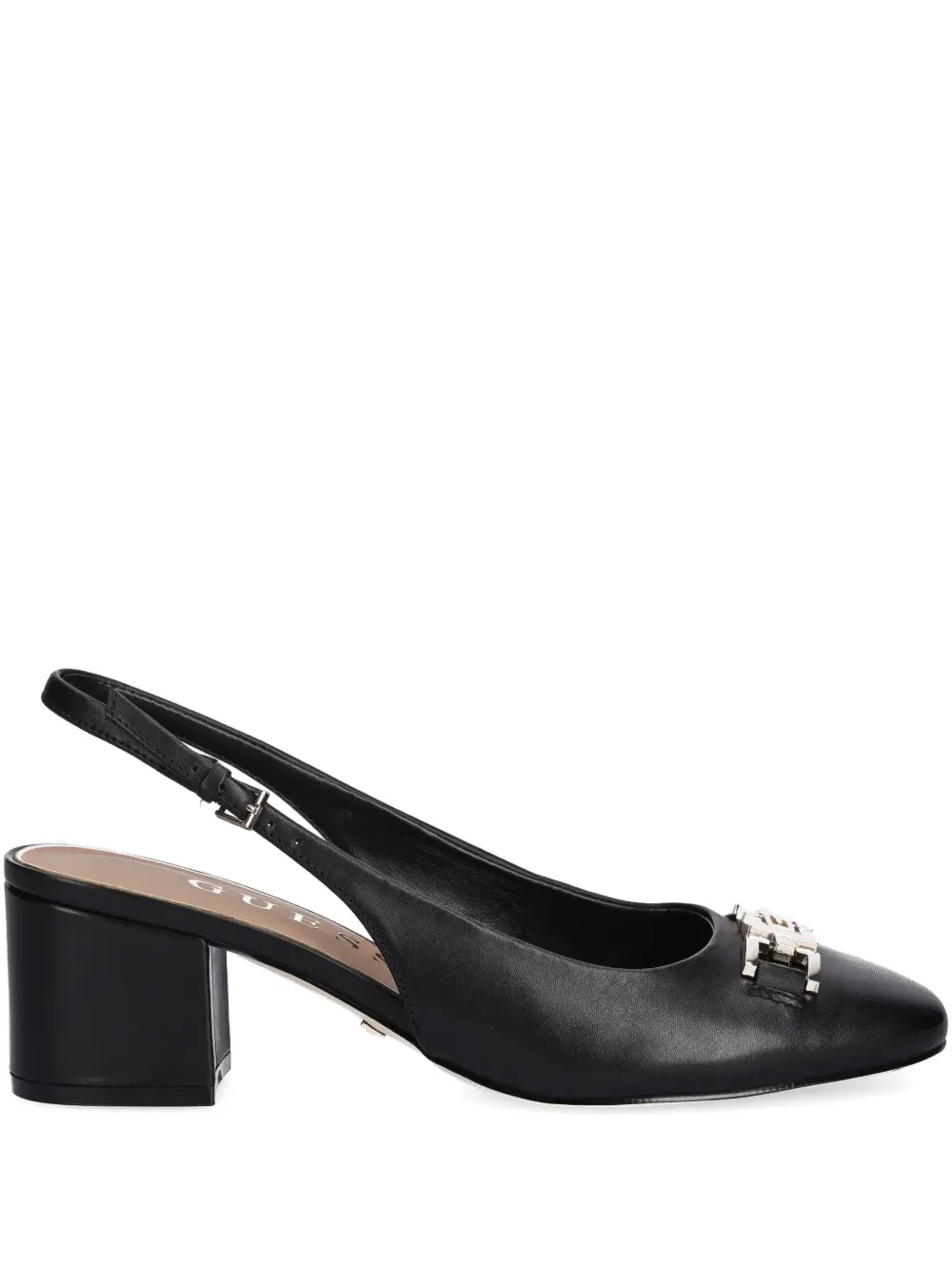 Guess Usa Buckle Block-heel Pumps In Black