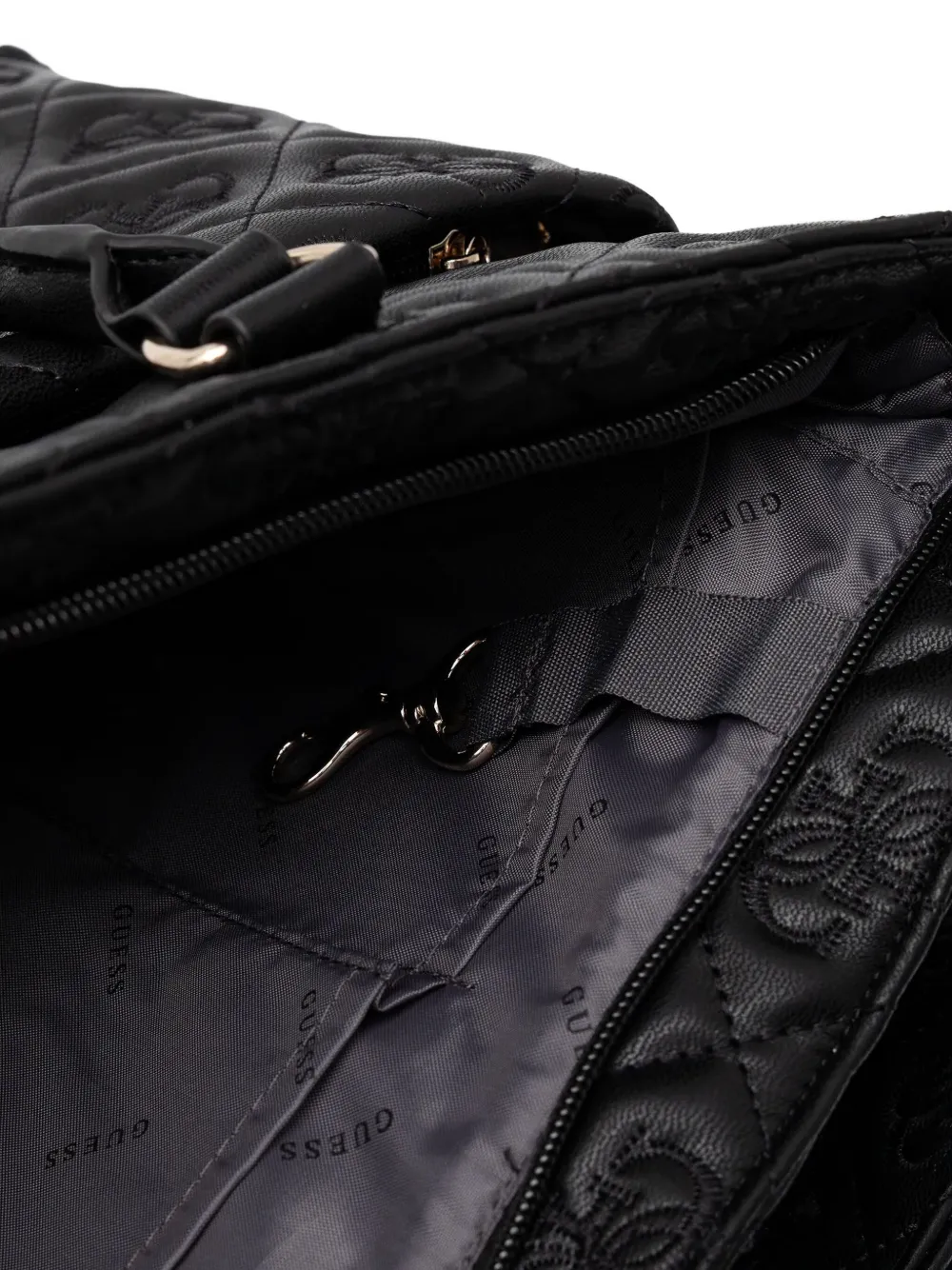 GUESS USA Gewatteerde shopper met reliëf Zwart