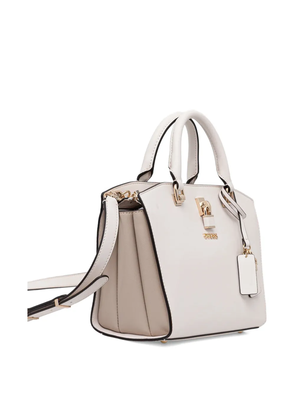 Guess Usa Queensland Padlock-detail Charm Tote Bag In White