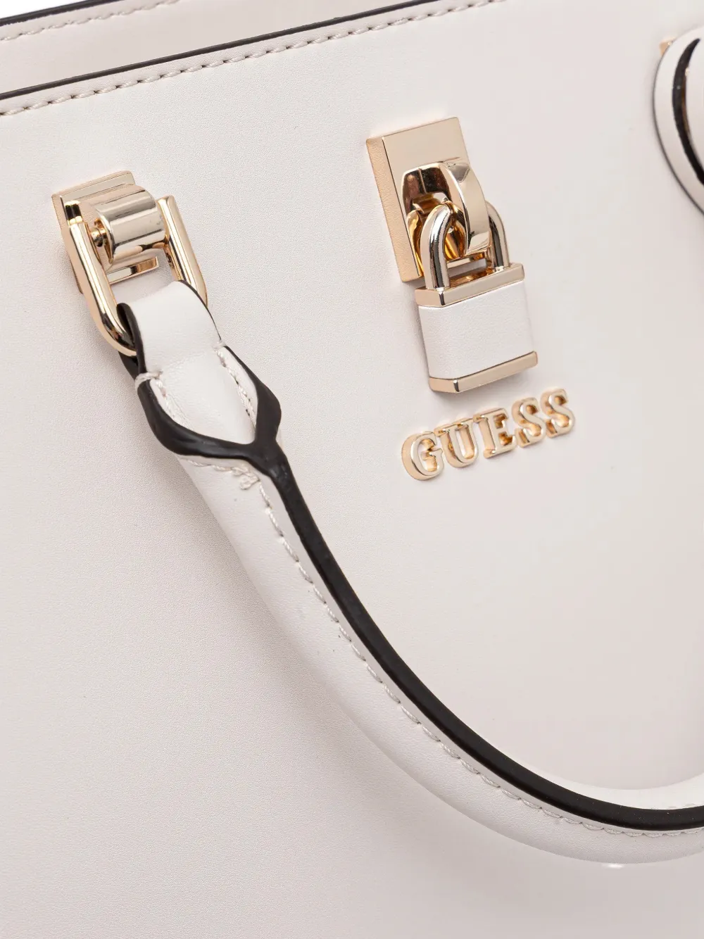Guess Usa Queensland Padlock-detail Charm Tote Bag In White