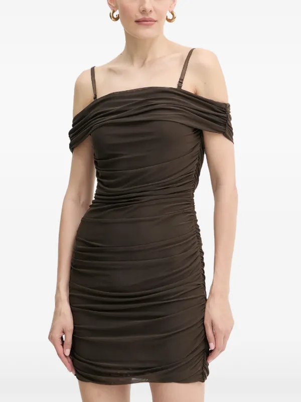 guess ruched bodycon dress Guess Ruched Strap Off-the-shoulder Dress