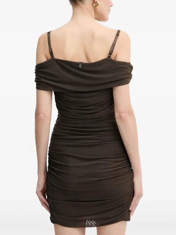 guess ruched dress Guess Ruched Strap Off-the-shoulder Dress