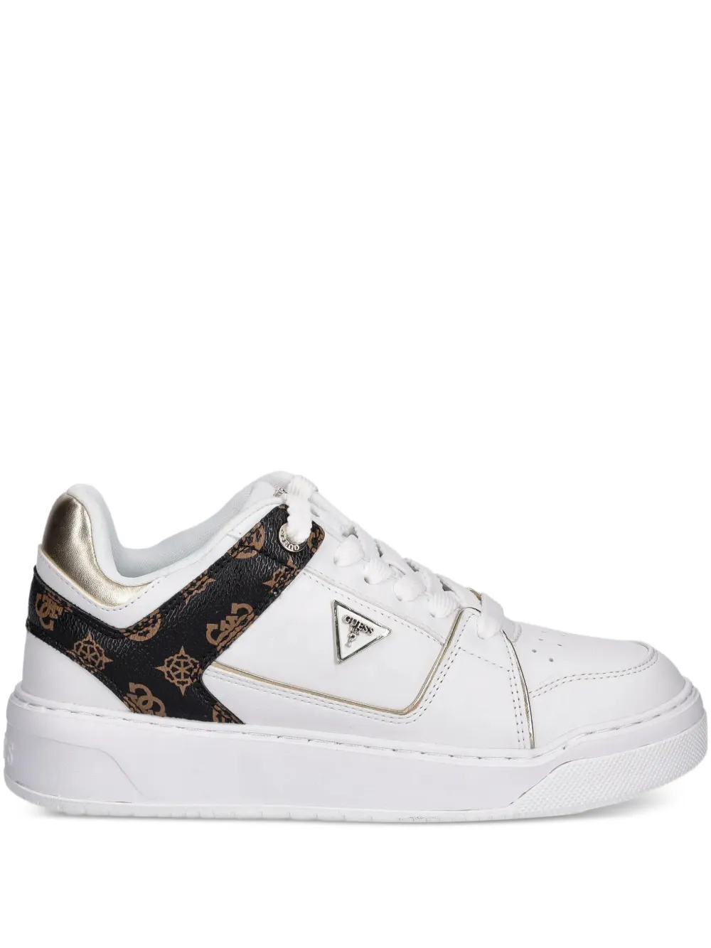 Guess Usa Logo-plaque Panelled Sneakers In White