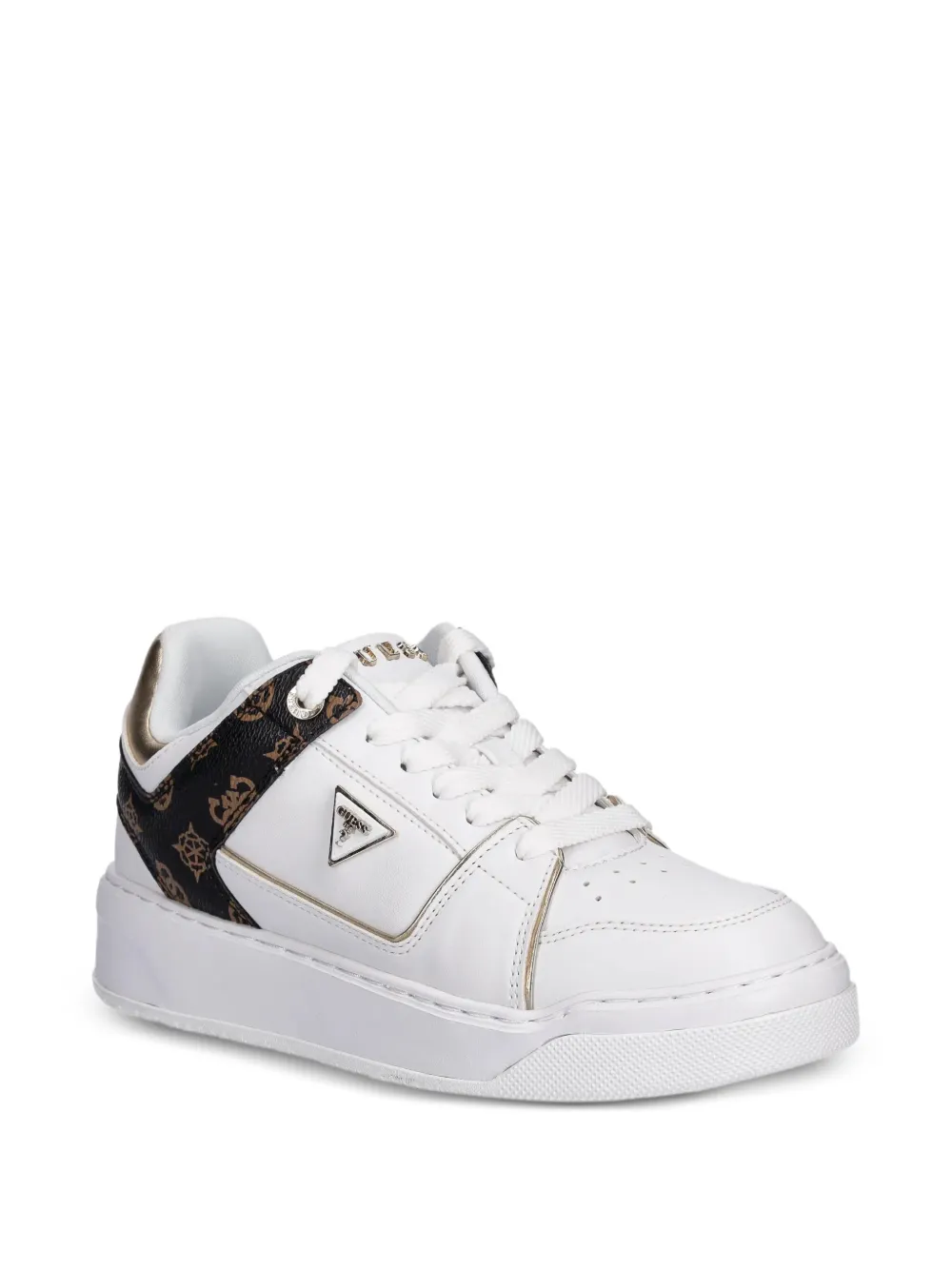 Guess Usa Logo-plaque Panelled Sneakers In White