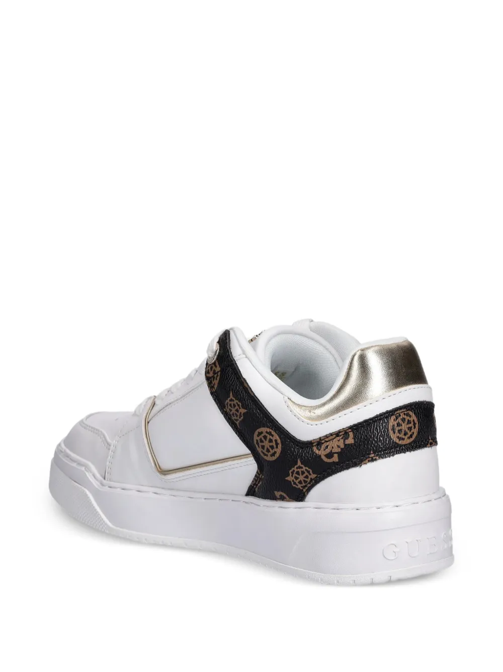 Guess Usa Logo-plaque Panelled Sneakers In White
