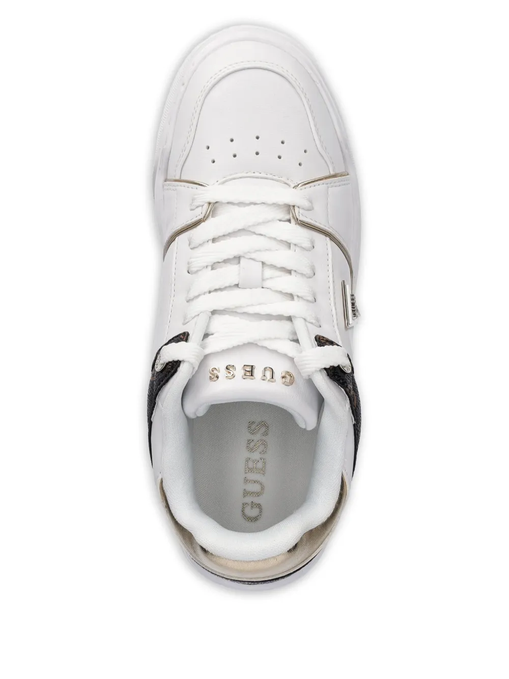 Guess Usa Logo-plaque Panelled Sneakers In White